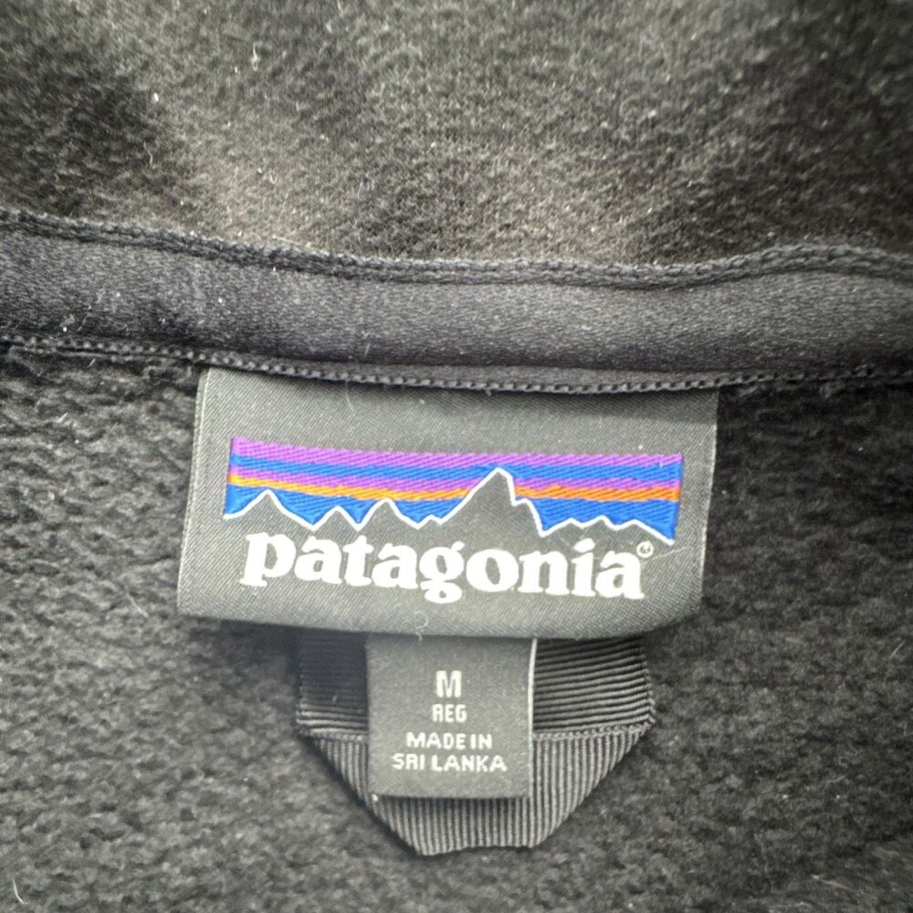 Patagonia Black Full Zip Fleece Vest Men's Size M Stand-Up Collar Logo Black - Picture 3 of 7
